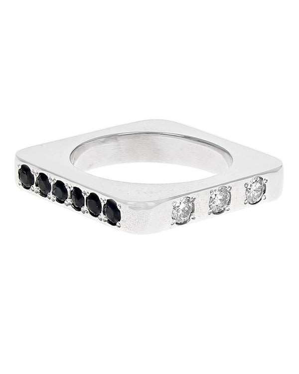 Diamond and Sapphire Square Stack Band