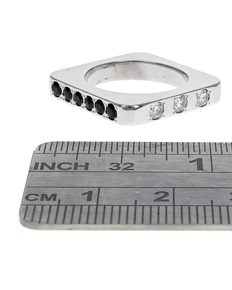Diamond and Sapphire Square Stack Band