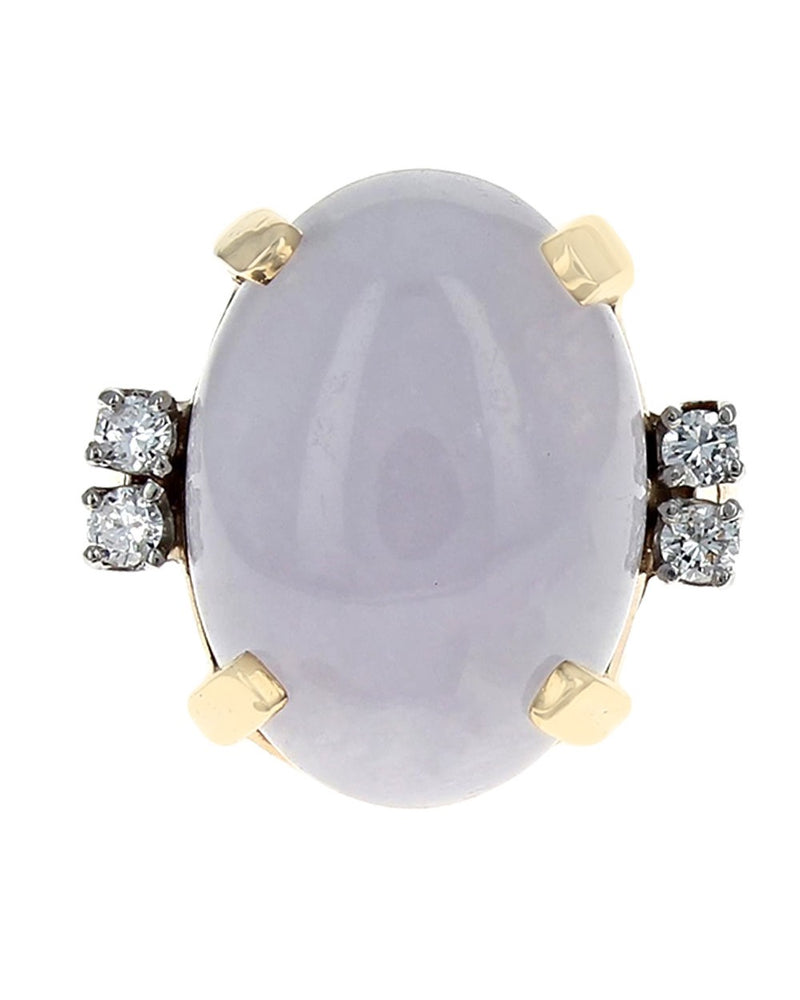Lavender Jadeite and Diamond Accent Cabochon Ring