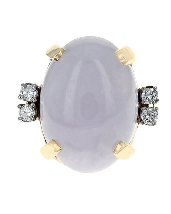 Lavender Jadeite and Diamond Accent Cabochon Ring