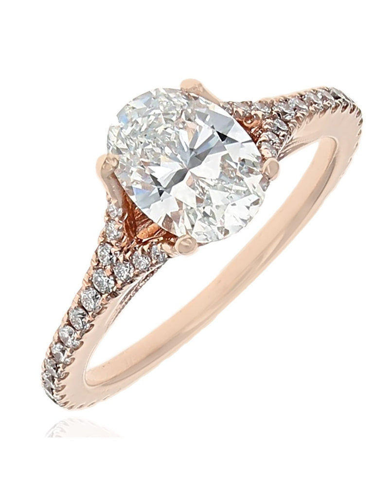 GIA Certified Oval Cut Diamond Solitaire Ring in 14KR