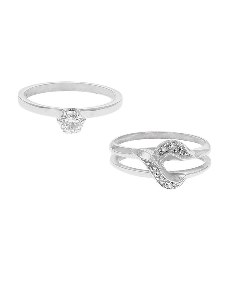 Diamond Milgrain Accent Wedding Set in White Gold