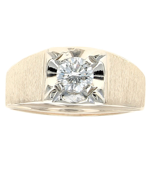 Gentlemen's Diamond Solitaire Ring in White and Yellow Gold