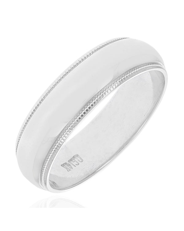 Milgrain Edge Comfort Fit Band in White Gold