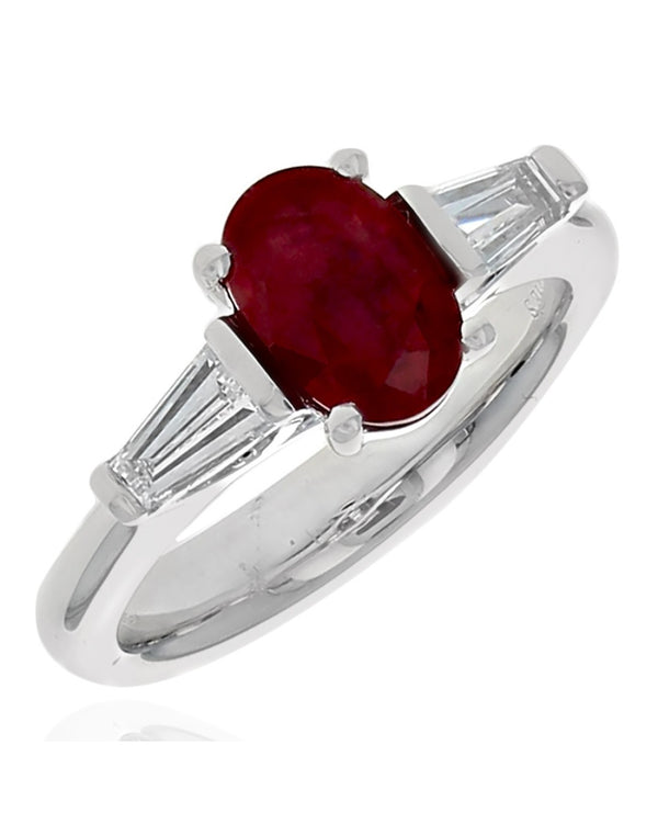 Ruby and Diamond Accent Ring in Platinum