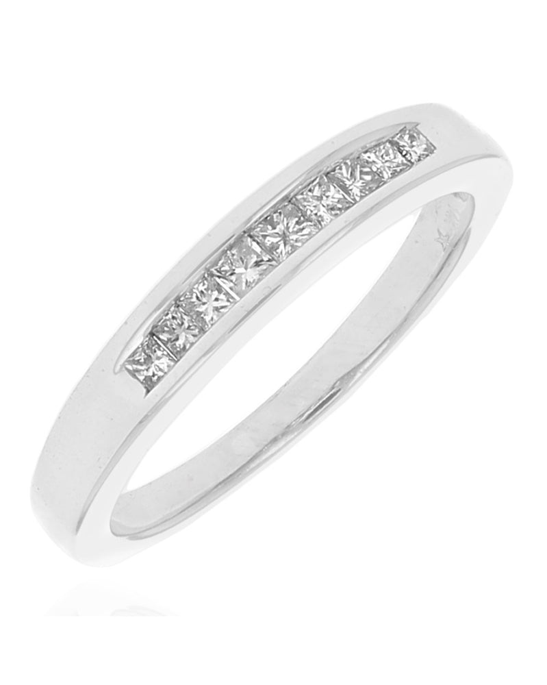 Princess Cut Diamond Wedding Band in White Gold