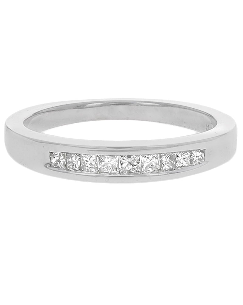 Princess Cut Diamond Wedding Band in White Gold