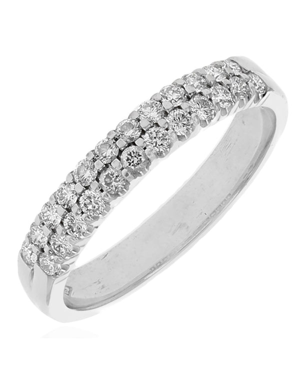 Two Row Diamond Band in White Gold