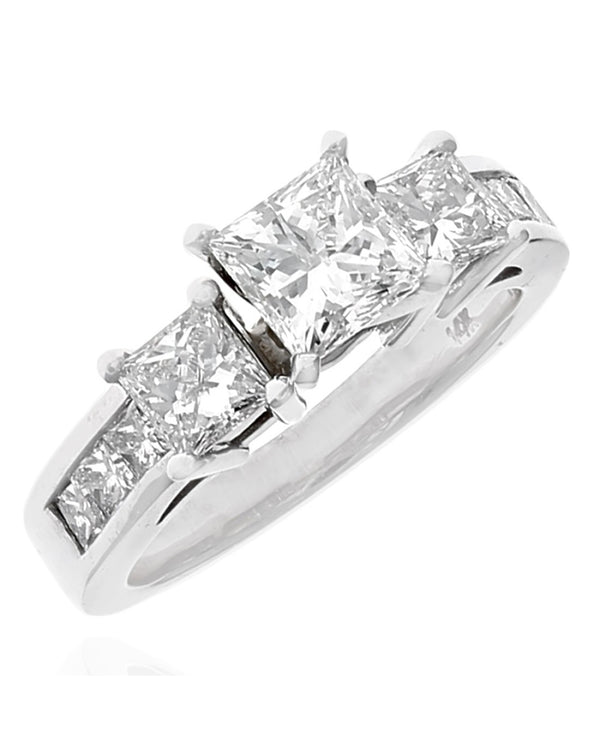 Princess Cut Diamond Engagement Ring in White Gold