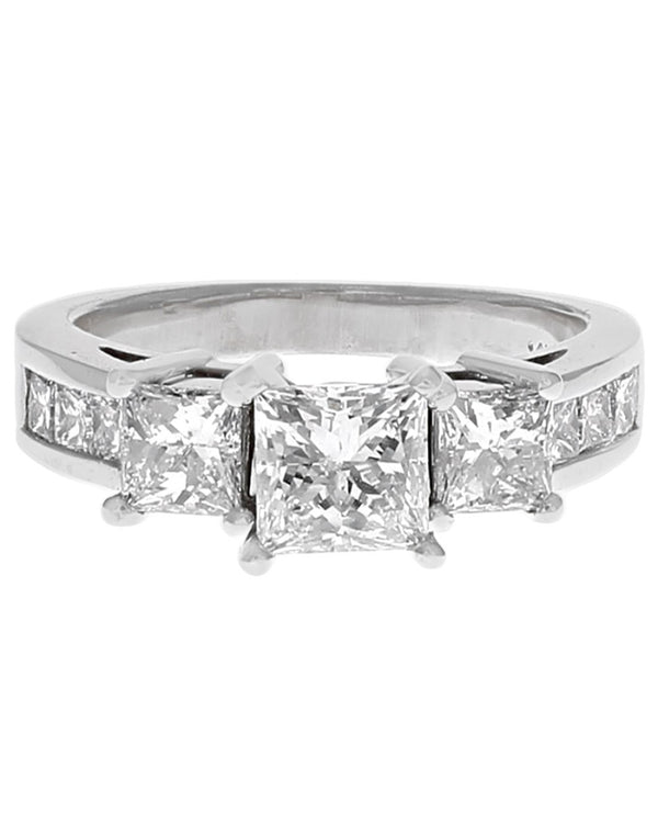 Princess Cut Diamond Engagement Ring in White Gold