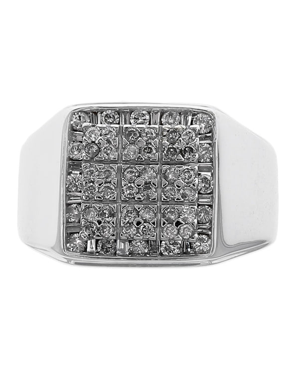 Gentlemen's Diamond Halo Ring in White Gold