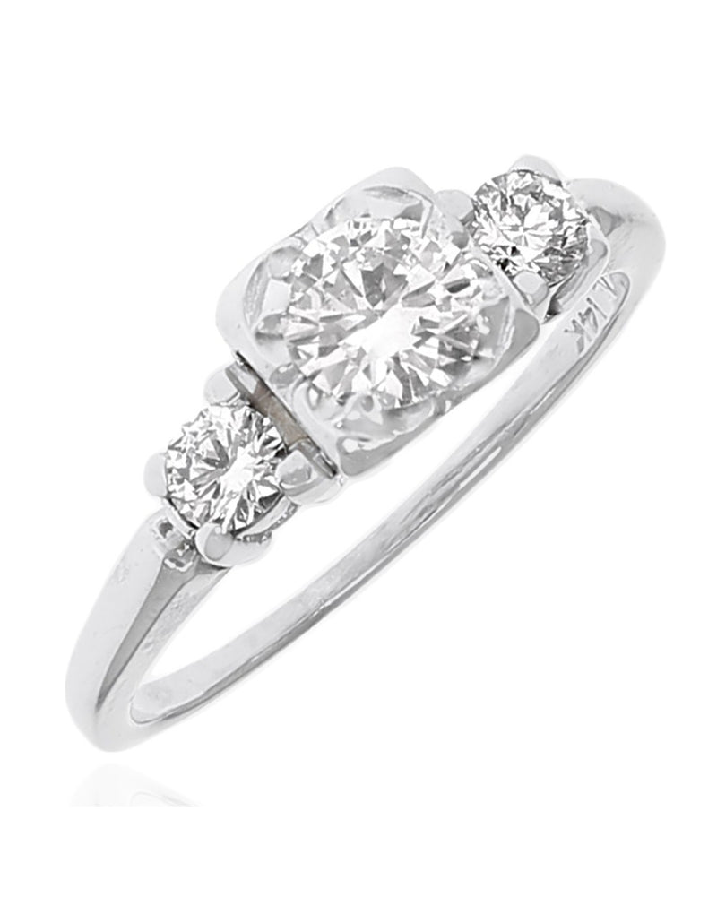 3 Stone Diamond Engagement Ring in White Gold