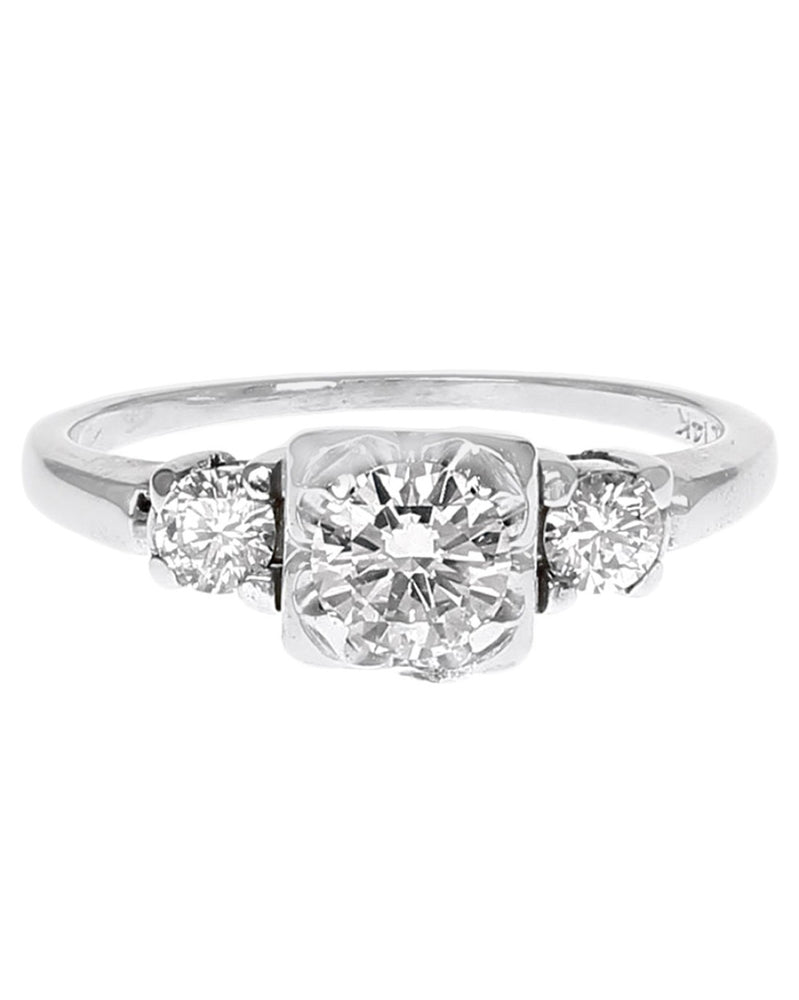 3 Stone Diamond Engagement Ring in White Gold