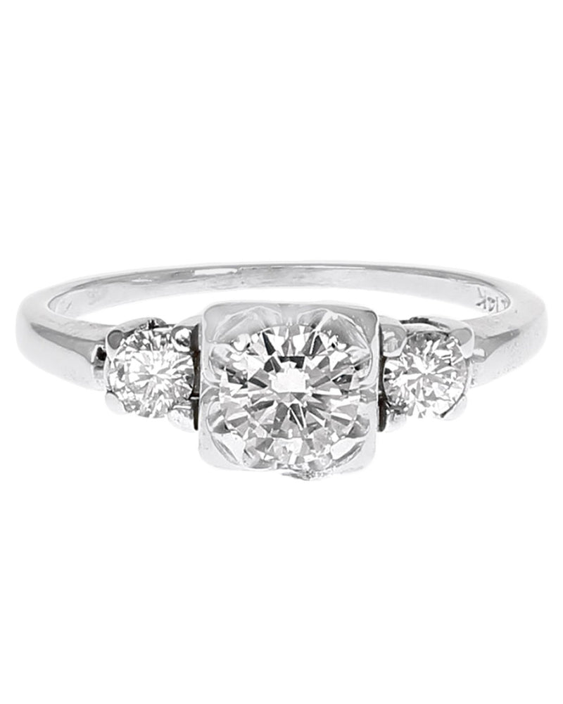 3 Stone Diamond Engagement Ring in White Gold