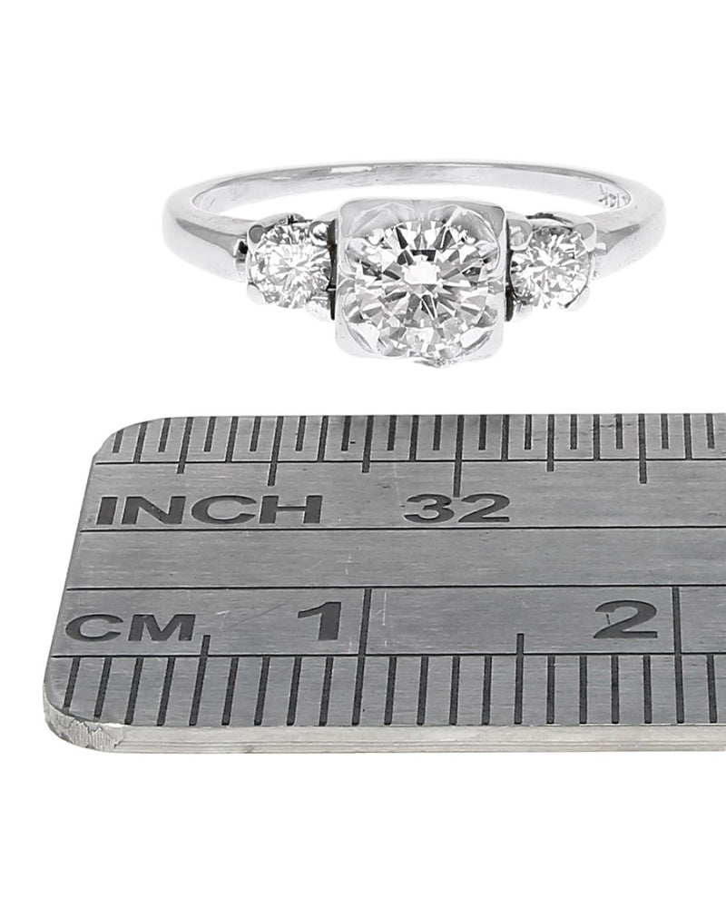 3 Stone Diamond Engagement Ring in White Gold