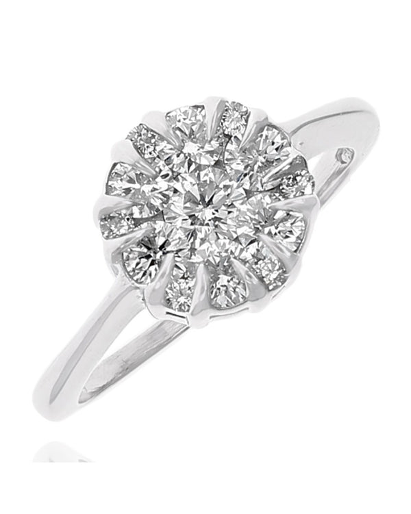 Round Top Diamond Cluster Ring