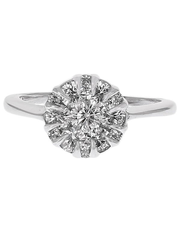 Round Top Diamond Cluster Ring