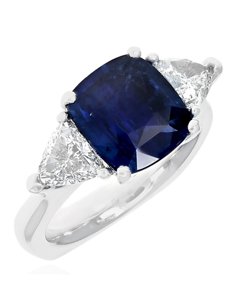 GIA Certified 3.21ct Blue Sapphire & Diamond Ring in Platinum