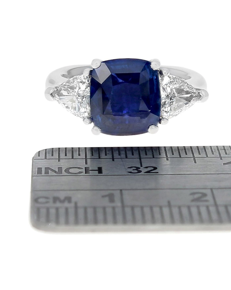 GIA Certified 3.21ct Blue Sapphire & Diamond Ring in Platinum