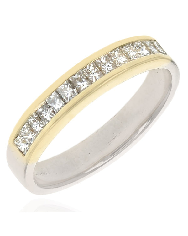 2 Tone Single Row Princess Diamond Band