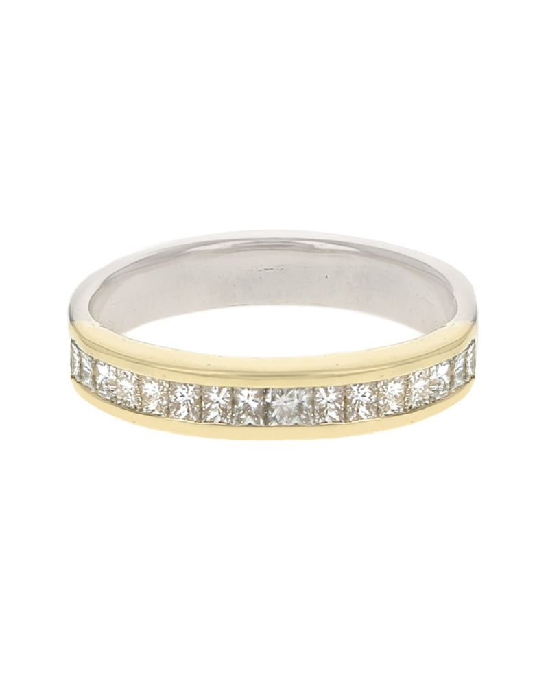 2 Tone Single Row Princess Diamond Band