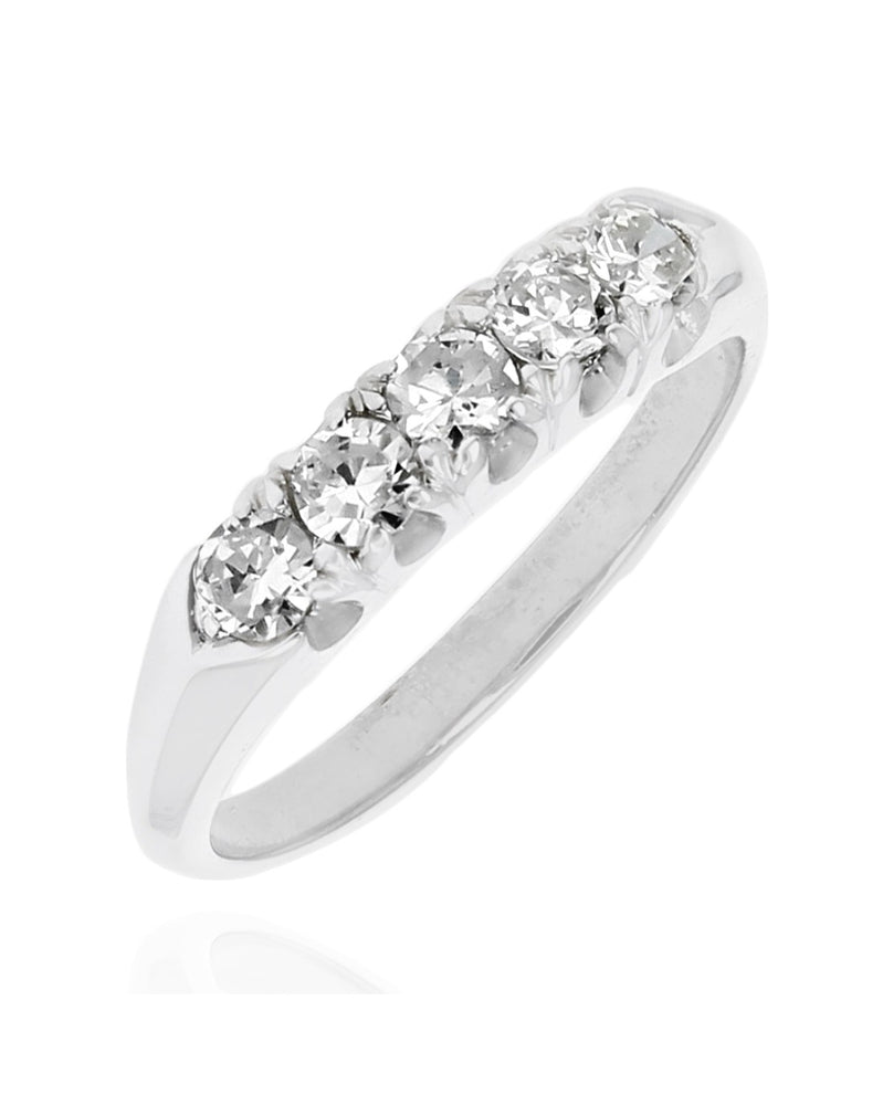 Five Stone Diamond Tapered Ring in White Gold