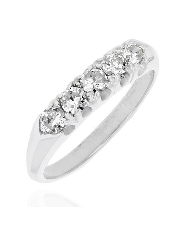 Five Stone Diamond Tapered Ring in White Gold