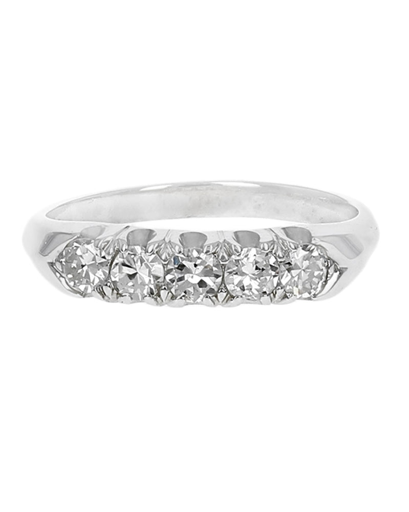 Five Stone Diamond Tapered Ring in White Gold