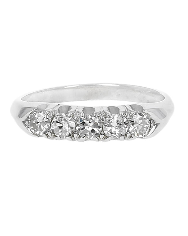 Five Stone Diamond Tapered Ring in White Gold