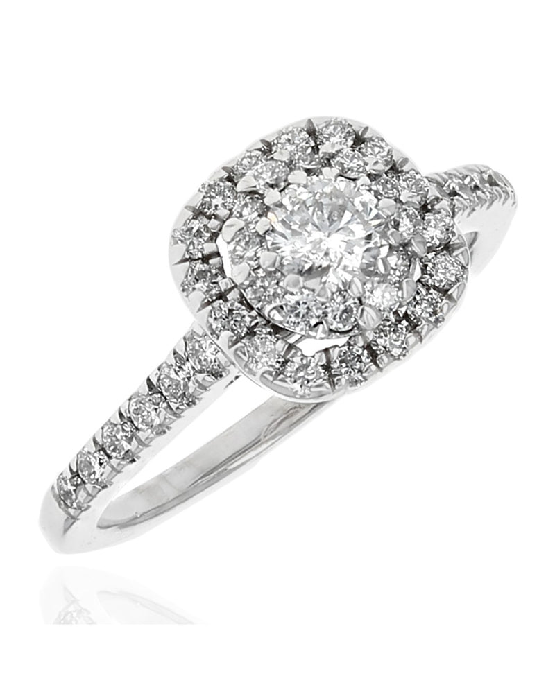 Diamond Double Halo Engagement Ring in White Gold