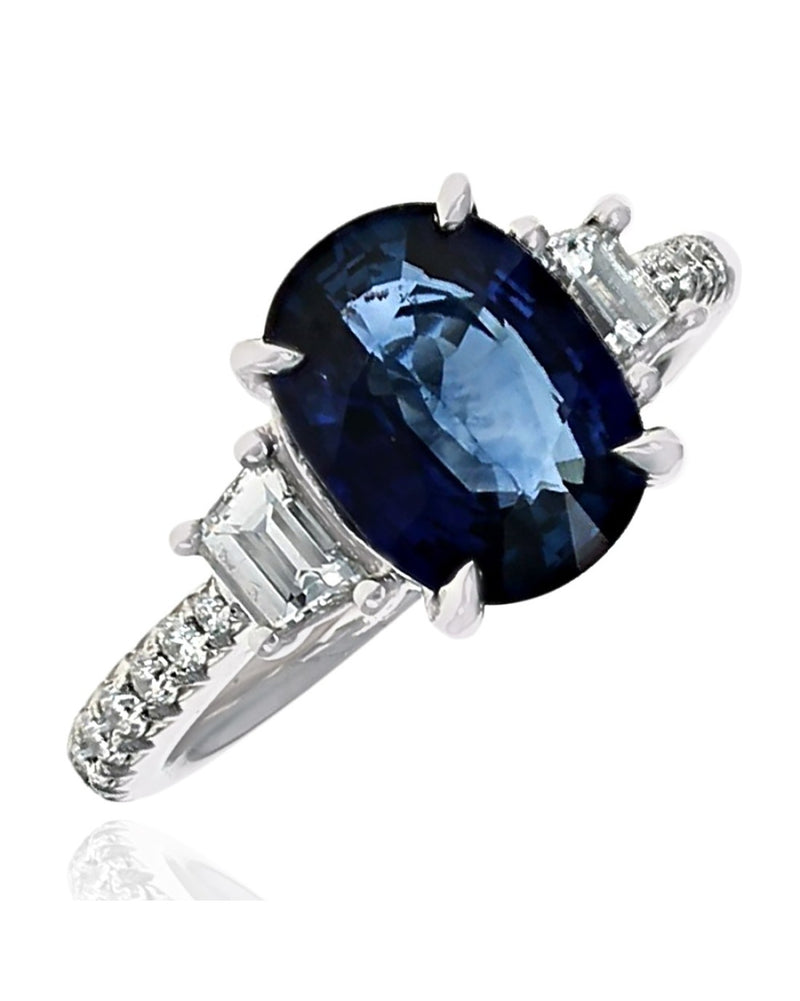 GIA Certified Madagascar Blue Sapphire and Diamond Ring in Platinum