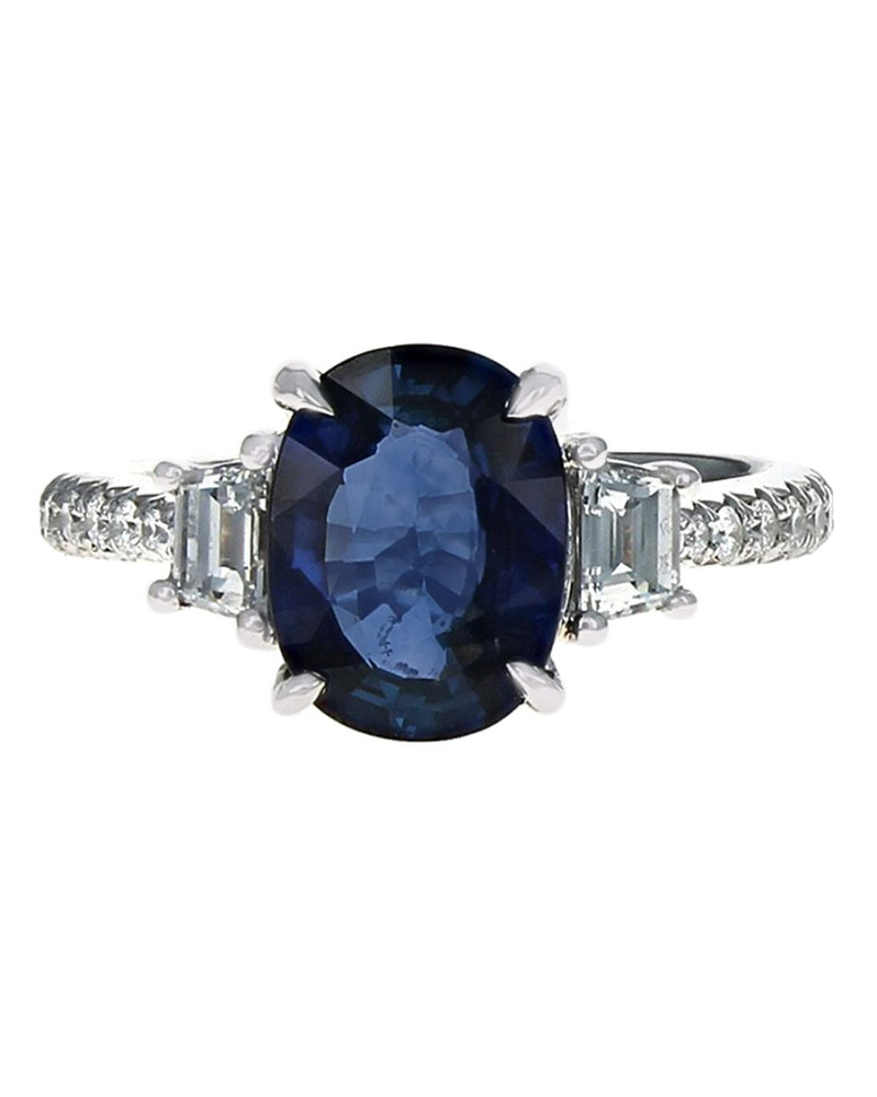 GIA Certified Madagascar Blue Sapphire and Diamond Ring in Platinum