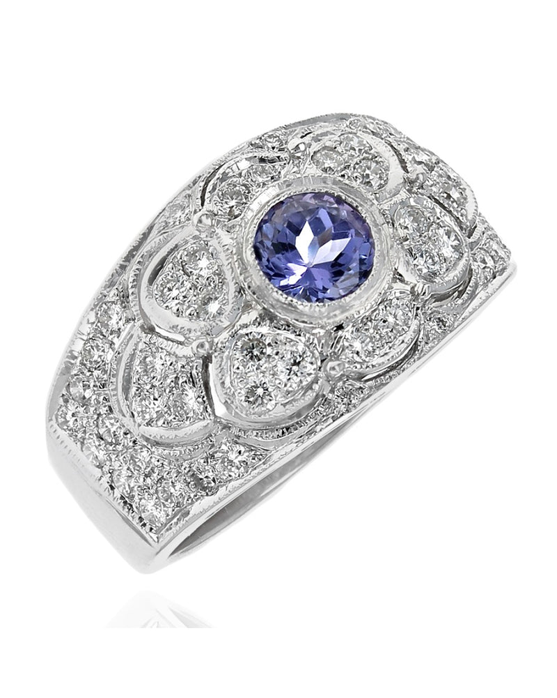 LeVian Tanzanite and Diamond Scalloped Motif Ring
