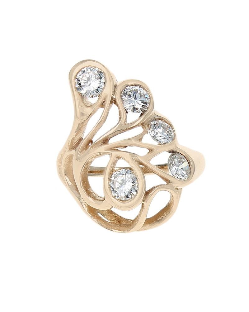 Diamond Open Free Form Ring in Gold