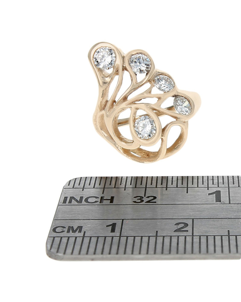 Diamond Open Free Form Ring in Gold