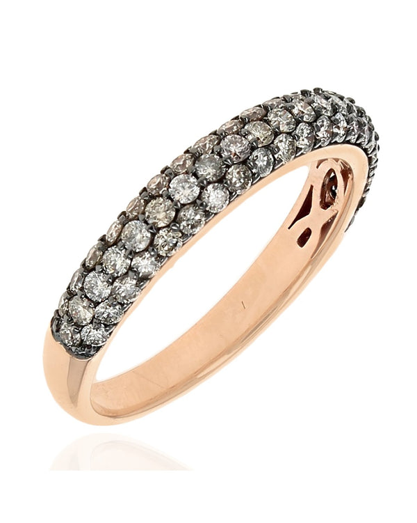 Pave Diamond Tapered Ring in Rose Gold