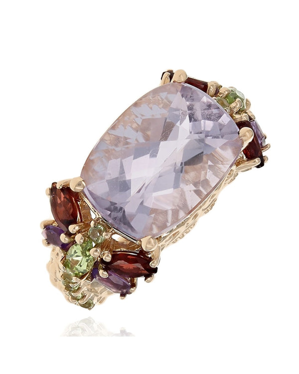 Multi-Gem Dragonfly Ring in Yellow Gold