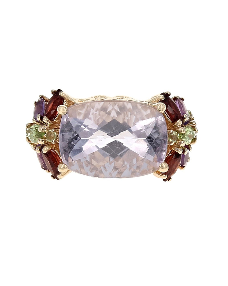 Multi-Gem Dragonfly Ring in Yellow Gold