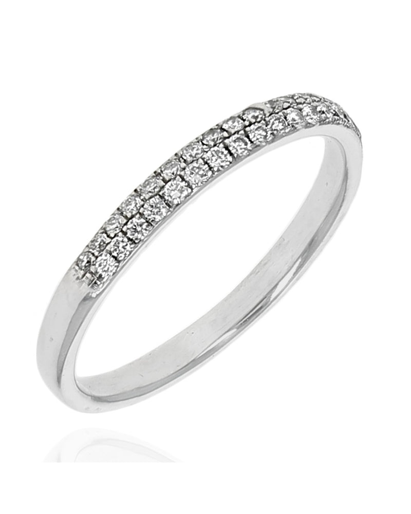 Two Row Diamond Wedding Band in White Gold