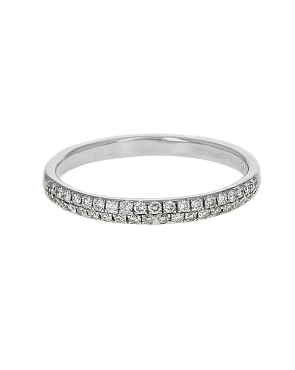 Two Row Diamond Wedding Band in White Gold