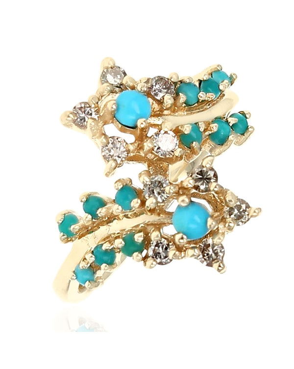 Turquoise and Diamond Bypass Star Ring