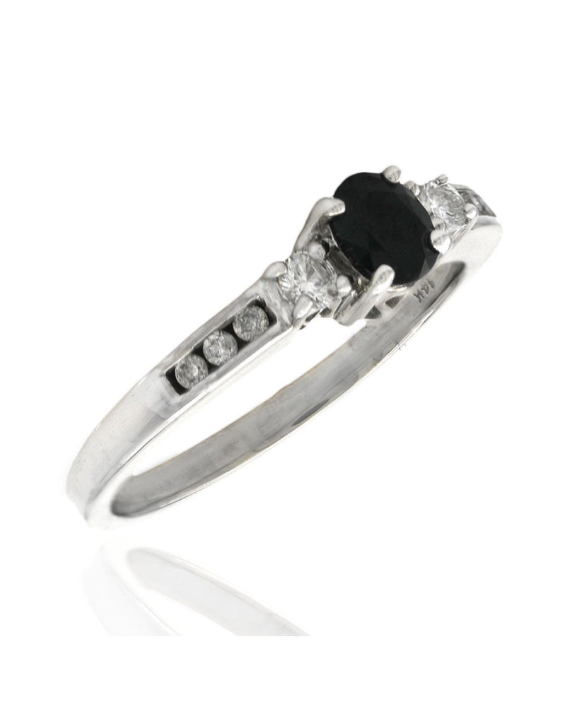 Sapphire and Diamond Past, Present, Future Ring
