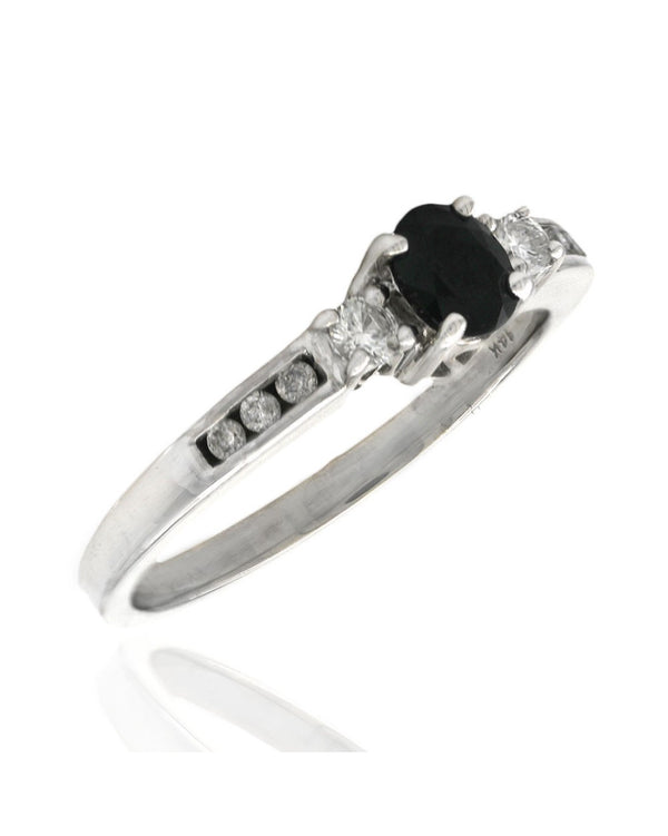 Sapphire and Diamond Past, Present, Future Ring