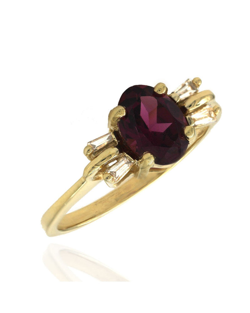 Rhodolite Garnet and Diamond Ring in Yellow Gold