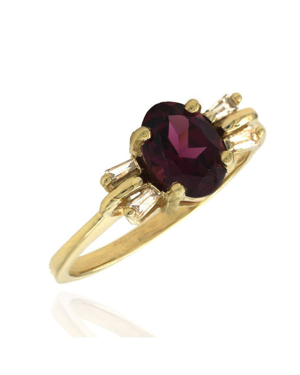 Rhodolite Garnet and Diamond Ring in Yellow Gold