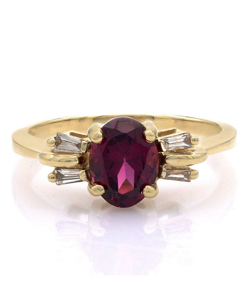 Rhodolite Garnet and Diamond Ring in Yellow Gold