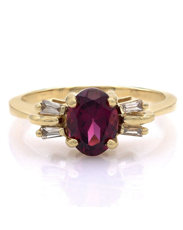 Rhodolite Garnet and Diamond Ring in Yellow Gold