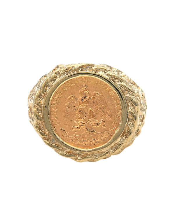 Dos Pesos Coin Nugget Style Ring in Yellow Gold