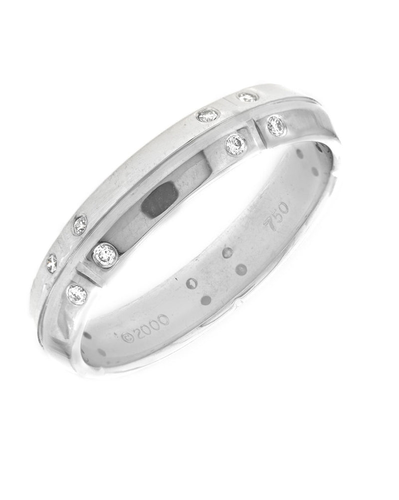 Gentlemen's 2000 Stream America Diamond Wedding Band in White Gold