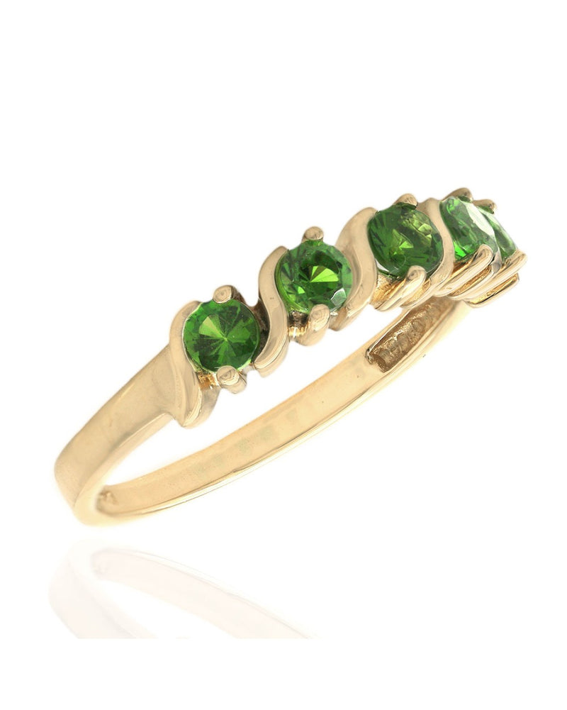 5 Stone Tsavorite S Motif Ring